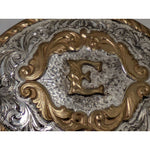 "E" Initial Kid Lady Montana Silversmiths Columbus Western Belt Buckle Silver Pl
