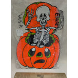 2 Eureka 1970s Vintage Halloween Skeleton Pumpkin & Witch Die-Cut Paper Cutouts USA