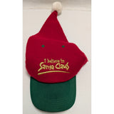 I Believe In Santa Claus Red Hat Green Bill Funny Festive Cap Adjustable Christmas One Size Fits All Adult