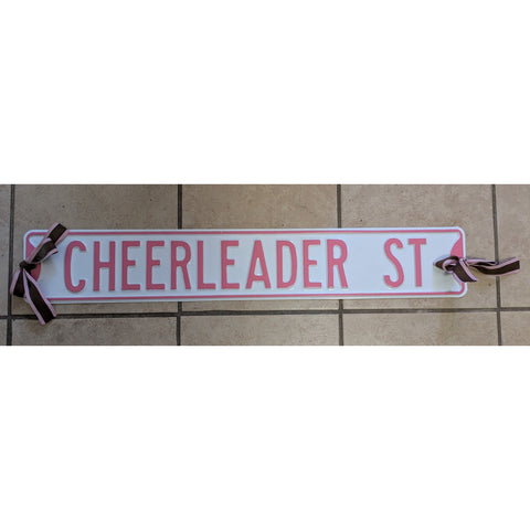 Pink 36 X 6 Cheerleader St Metal Steel Street Sign School Wall Art White Back