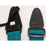 Teal Adjustable Guitar Strap With Black Leather Ends Nylon