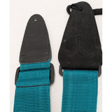 Teal Adjustable Guitar Strap With Black Leather Ends Nylon
