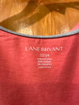 22/24 Lane Bryant Kiss Print V-Neck Tee Coral