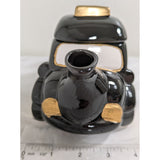 7" Teapot Car VW Bug Inspired Black Taxi Cab Ceramic Gold-Trim OCI Omnibus Taiwan Beetle