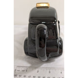 7" Teapot Car VW Bug Inspired Black Taxi Cab Ceramic Gold-Trim OCI Omnibus Taiwan Beetle