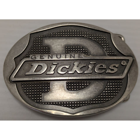 "D" Genuine Dickies Belt Buckle Oval Silver Metal Western Style