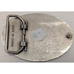 "D" Genuine Dickies Belt Buckle Oval Silver Metal Western Style