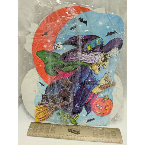 3 1970s USA MADE Vintage Halloween Skeleton Pumpkin Witch Die-Cut Paper Cutouts Decor