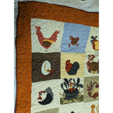 52x72 Chicken Quilt Rooster Hen Blanket Throw Handmade Blocks