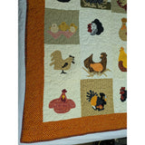 52x72 Chicken Quilt Rooster Hen Blanket Throw Handmade Blocks