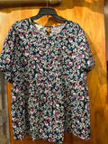 14 Terra & Sky Floral Print Top - Cotton Size OX 14