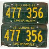 1963 477 356 Illinois License Plate Set Pair Porsche