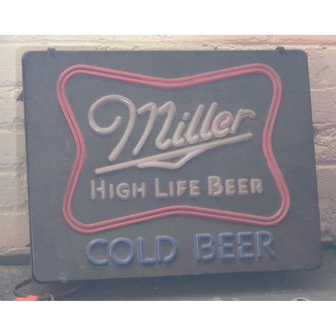 3D 1980s Miller High Life 20x15  Beer Cold Beer Faux Neon Bar Sign Lighted Plastic USA