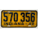 1942 570 356 Indiana License Plate 356 Porsche Yellow