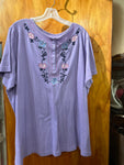 22/24 Woman Within Floral Embroidered Top Purple