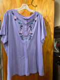 22/24 Woman Within Floral Embroidered Top Purple