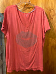 22/24 Lane Bryant Kiss Print V-Neck Tee Coral