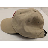 American Eagle Beige Red White Cross Baseball Cap Adjustable Cotton Faux Leather Strap