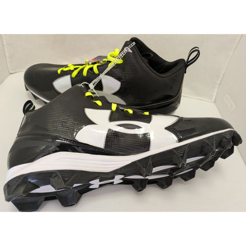 15 Men's Under Armour UA Crusher RM Black White Football Cleats Synthetic 1286600-001 Lightweight