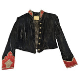 M Double D Ranch Wear Western Cropped Velvet Jacket Beaded Studs Black/Red Vintage 90s Halloween Costume