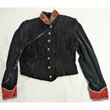M Double D Ranch Wear Western Cropped Velvet Jacket Beaded Studs Black/Red Vintage 90s Halloween Costume