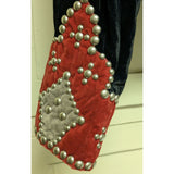 M Double D Ranch Wear Western Cropped Velvet Jacket Beaded Studs Black/Red Vintage 90s Halloween Costume