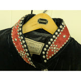 M Double D Ranch Wear Western Cropped Velvet Jacket Beaded Studs Black/Red Vintage 90s Halloween Costume