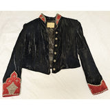 M Double D Ranch Wear Western Cropped Velvet Jacket Beaded Studs Black/Red Vintage 90s Halloween Costume