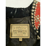M Double D Ranch Wear Western Cropped Velvet Jacket Beaded Studs Black/Red Vintage 90s Halloween Costume