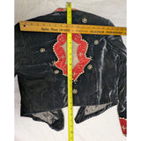 M Double D Ranch Wear Western Cropped Velvet Jacket Beaded Studs Black/Red Vintage 90s Halloween Costume