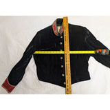 M Double D Ranch Wear Western Cropped Velvet Jacket Beaded Studs Black/Red Vintage 90s Halloween Costume