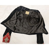 M Double D Ranch Wear Western Cropped Velvet Jacket Beaded Studs Black/Red Vintage 90s Halloween Costume