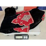M Double D Ranch Wear Western Cropped Velvet Jacket Beaded Studs Black/Red Vintage 90s Halloween Costume