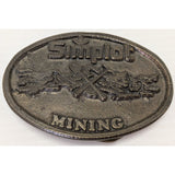 RARE Simplot Mining Belt Buckle Pick Shovel Vintage Oval Metal Industry Fertilizer