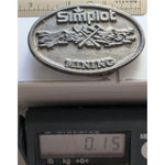 RARE Simplot Mining Belt Buckle Pick Shovel Vintage Oval Metal Industry Fertilizer