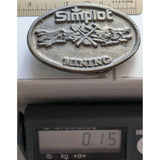 RARE Simplot Mining Belt Buckle Pick Shovel Vintage Oval Metal Industry Fertilizer