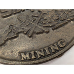 RARE Simplot Mining Belt Buckle Pick Shovel Vintage Oval Metal Industry Fertilizer