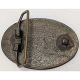 RARE Simplot Mining Belt Buckle Pick Shovel Vintage Oval Metal Industry Fertilizer