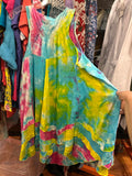24 Roaman's Colorful Tie-Dye boho Top with Beaded Neckline