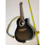 Belcat SOV-700 Acoustic Electric Guitar Bowlback Black Rosewood Ovation Celebrity CC57 Handcrafted Leather Strap Korea