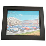 12x17 1980s Sun Valley Auto Club Dennis Collins Framed Porsche Dealership Art Print Idaho Truck Rulon Evans