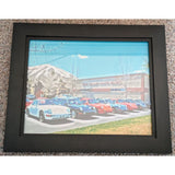 12x17 1980s Sun Valley Auto Club Dennis Collins Framed Porsche Dealership Art Print Idaho Truck Rulon Evans