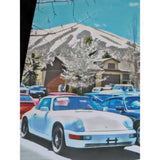 12x17 1980s Sun Valley Auto Club Dennis Collins Framed Porsche Dealership Art Print Idaho Truck Rulon Evans