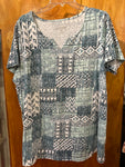 1X 22/24 Stylish Blue Patterned Top Woman Within