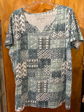 1X 22/24 Stylish Blue Patterned Top Woman Within