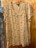 26/28 Butterfly Pattern V-Neck Top Y2K