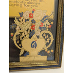 Vintage Framed "Somebody Cares" Poem Print Art Nouveau Design Antique