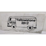 VW Bus 2012 Yellowstone VESI Marble Plaque Sign Paperweight Camper Club Volkswagen Enthusiast of Southeast Idaho