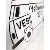 VW Bus 2012 Yellowstone VESI Marble Plaque Sign Paperweight Camper Club Volkswagen Enthusiast of Southeast Idaho