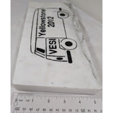 VW Bus 2012 Yellowstone VESI Marble Plaque Sign Paperweight Camper Club Volkswagen Enthusiast of Southeast Idaho